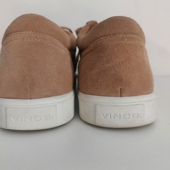 VINCE Sneakers Tan Size 8 Suede Lowtop Minimalist Lace Up White Sole BELFORD EUC - Picture 6 of 13